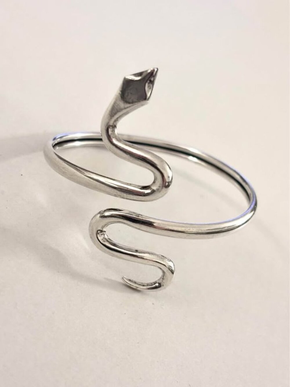90s Greek Sterling Silver Snake Wrap Bangle